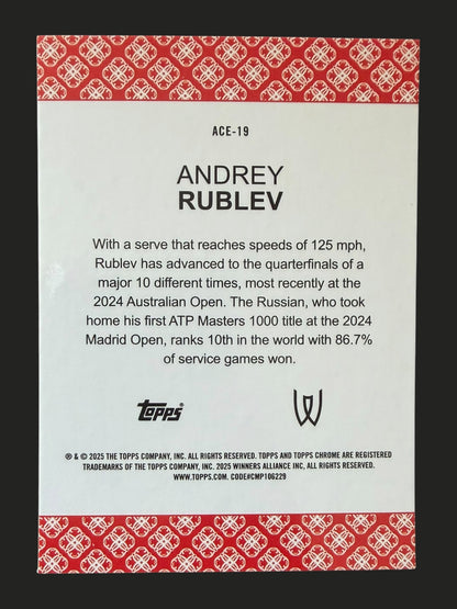2025 Topps Chrome Tennis Aces Andrey Rublev