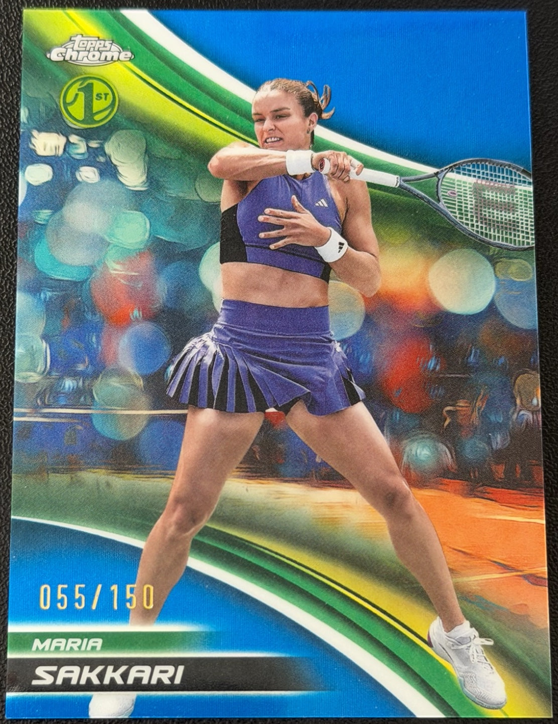 2025 Topps Chrome Tennis Blue Refractor 055/150 Maria Sakkari