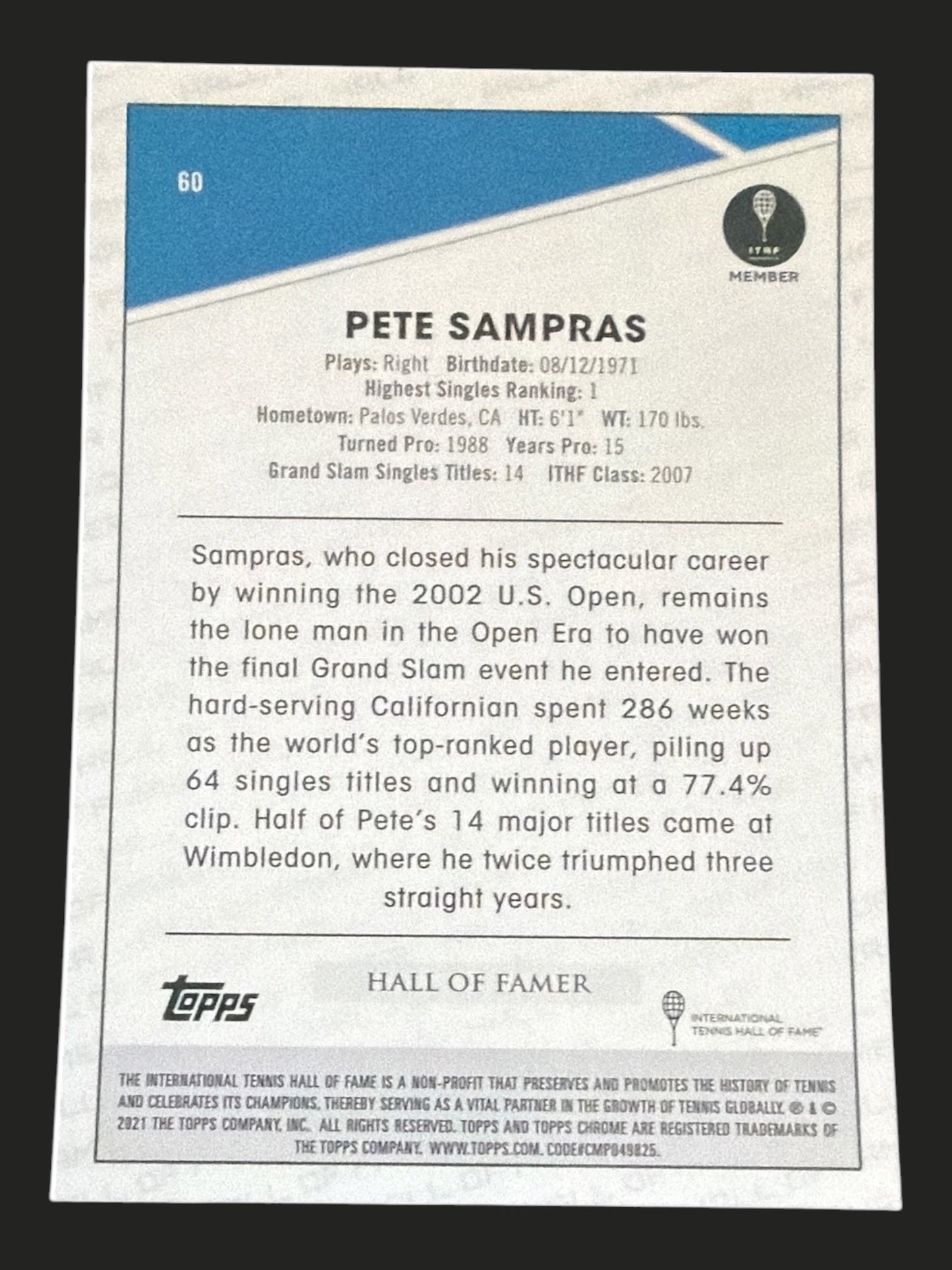 2021 Topps Chrome Tennis Pete Sampras