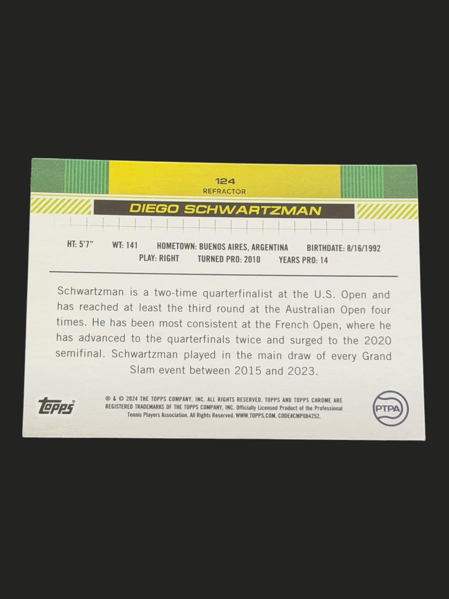 2024 Topps Chrome Refractor Diego Schwartzman
