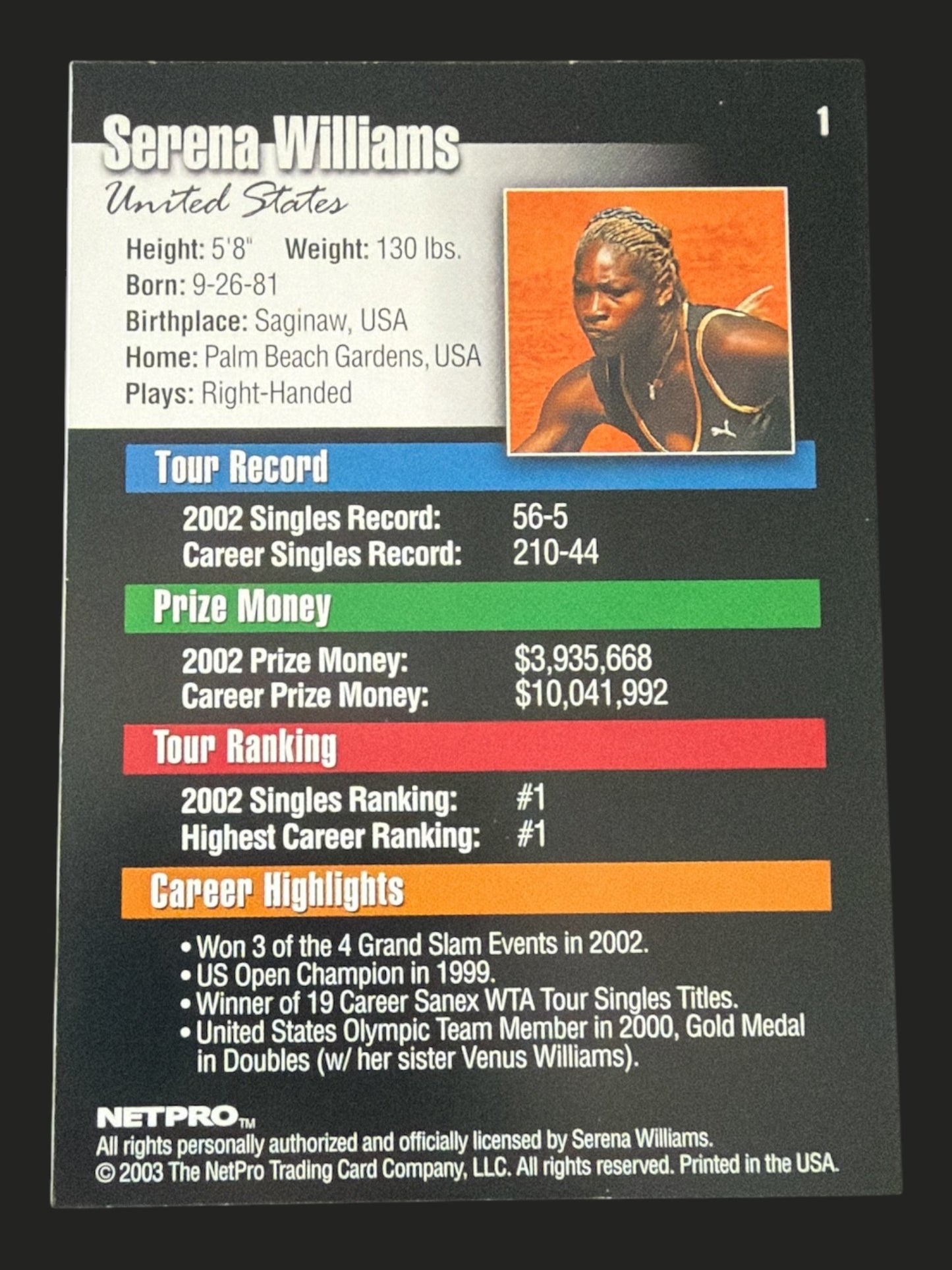 2003 Netpro Serena Williams