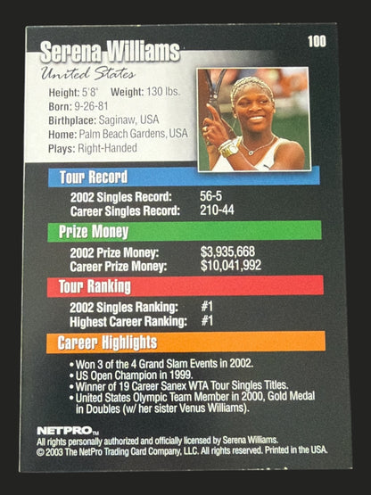 2003 Netpro Serena Williams SP #100