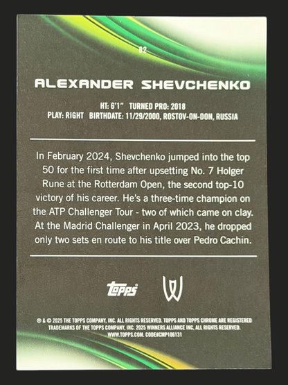 2025 Topps Chrome Tennis Aqua Refractor 012/199 Alexander Shevchenko