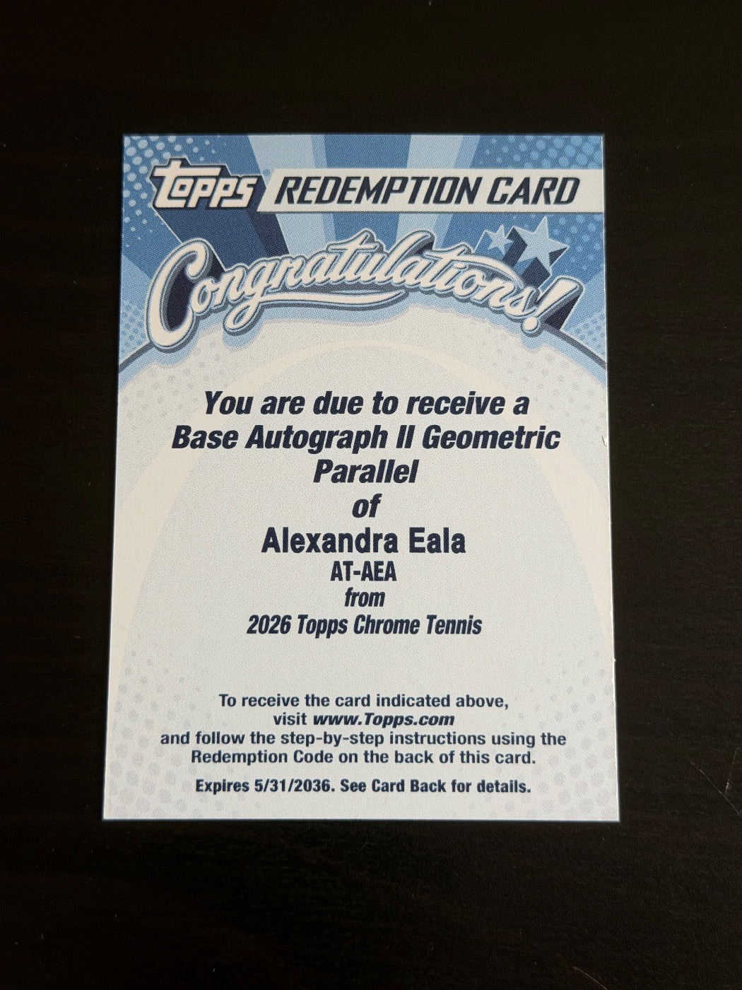2026 Topps Chrome Alexandra Eala Geometric Auto