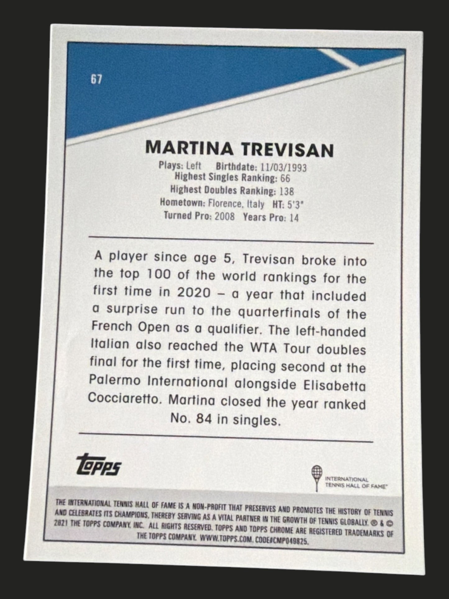 2021 Topps Chrome Tennis Martina Trevisan