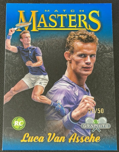 2024 Topps Graphite Tennis Match Masters Blue Refractor 26/50 Luca Van Assche