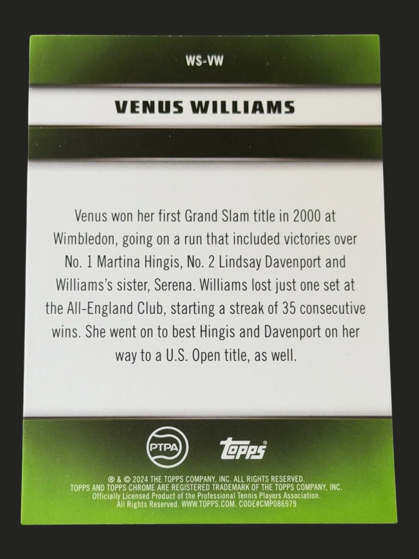 2024 Topps Graphite Winning Streaks Venus Williams