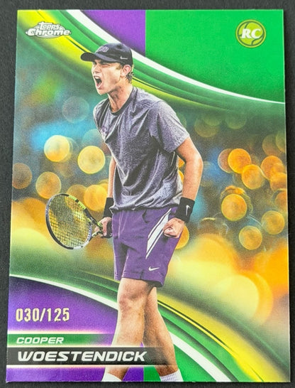 2025 Topps Chrome Tennis Purple Green Refractor 030/125 Cooper Woestendick