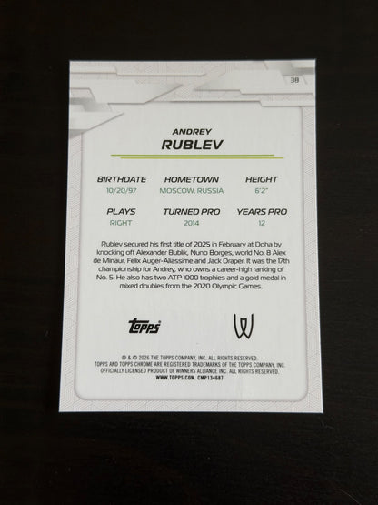 2026 Topps Chrome Andrey Rublev Aqua Geometric /199