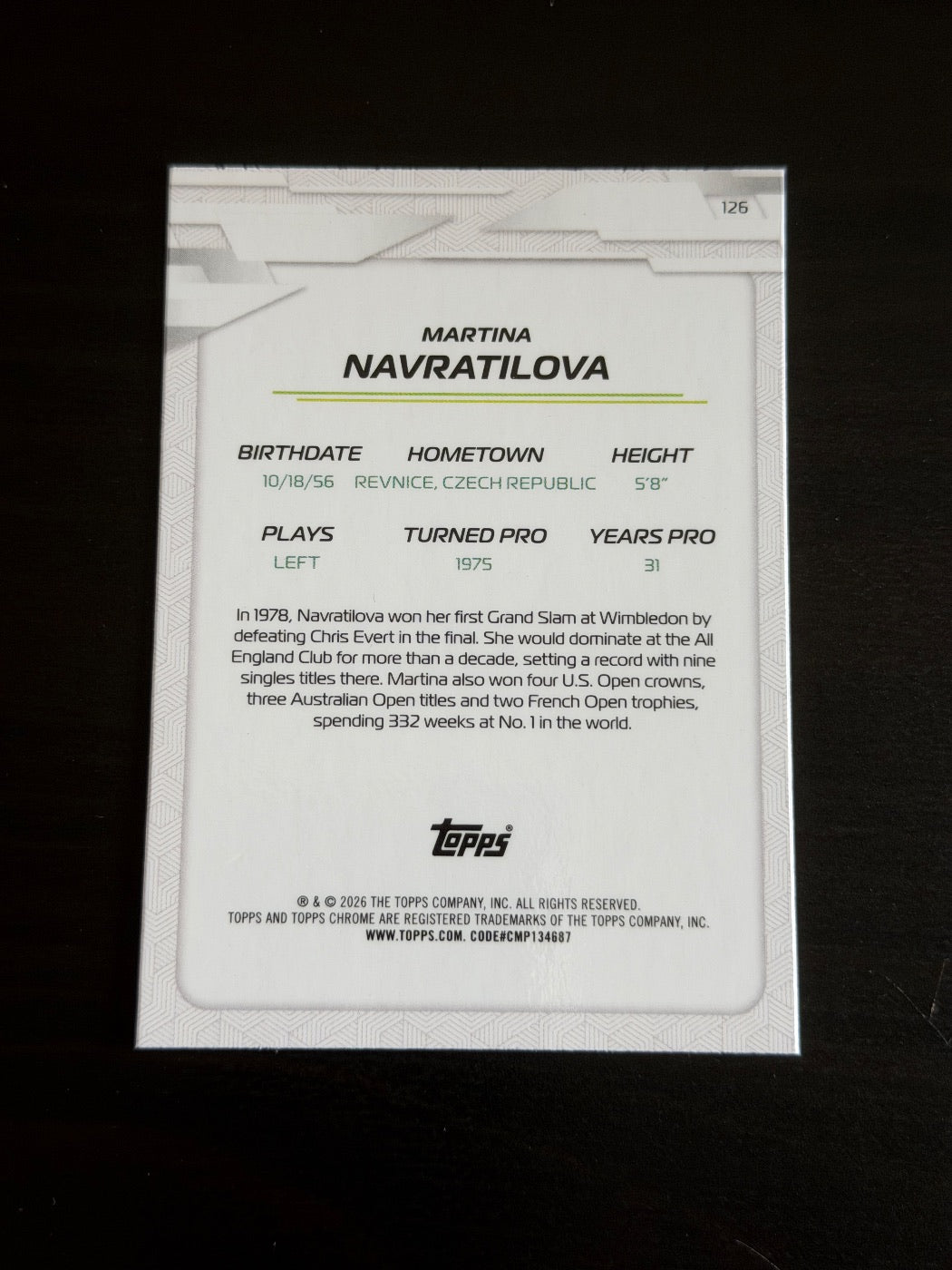 2026 Topps Chrome Martina Navratilova Geometric