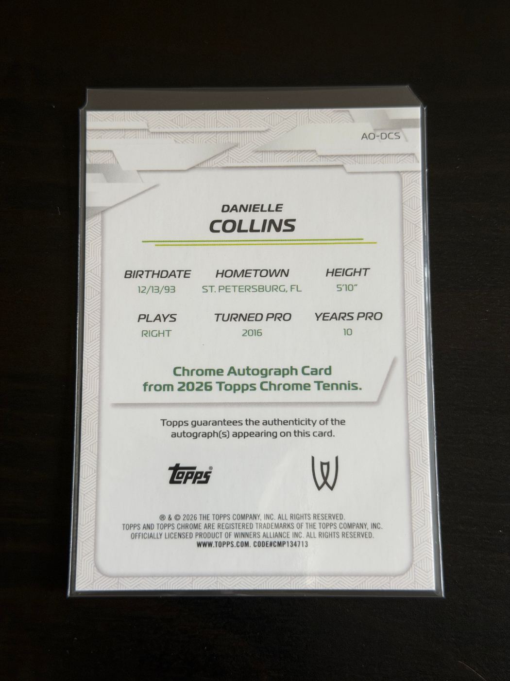 2026 Topps Chrome Danielle Collins Orange Geometric Auto /25