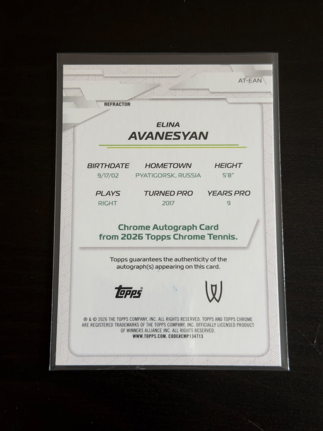 2026 Topps Chrome Elina Avanesyan Refractor Auto