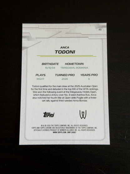 2026 Topps Chrome Anca Todoni Pink /250