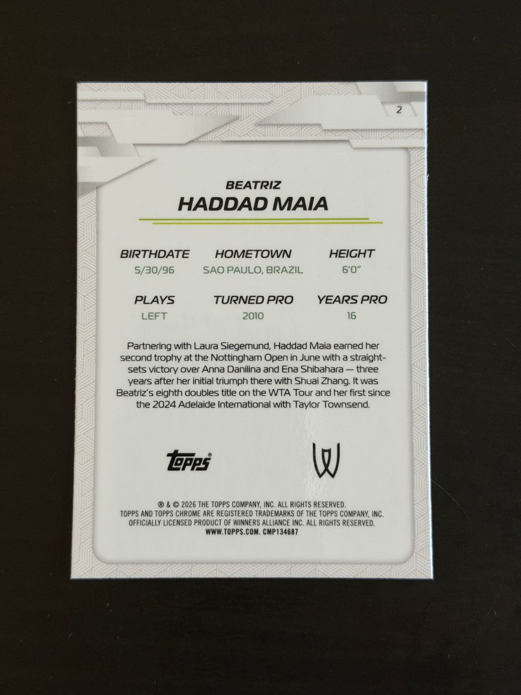 2026 Topps Chrome Beatriz Haddad Maia