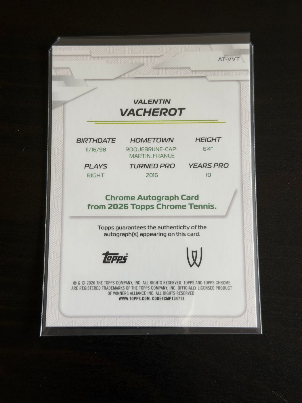 2026 Topps Chrome Valentin Vacherot Auto