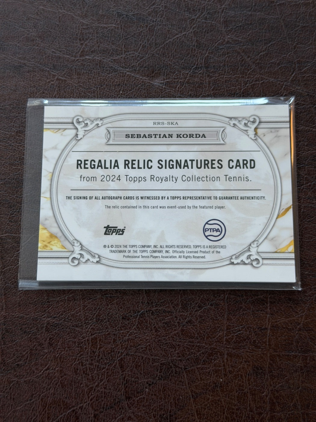 2024 Topps Royalty Sebastian Korda Regalia Relic Signatures /75